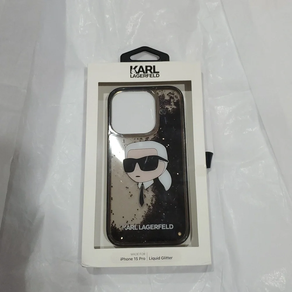 Karl Lagerfeld iPhone 15 Pro Karl figurehead liquid glitter‎ slim profile case